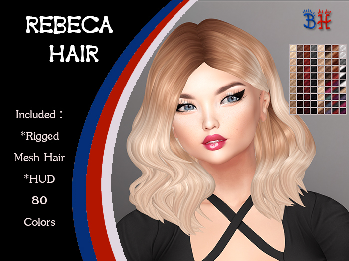 *BH* Rebeca Rigged Mesh Hair w/Mixed Colors_HUD