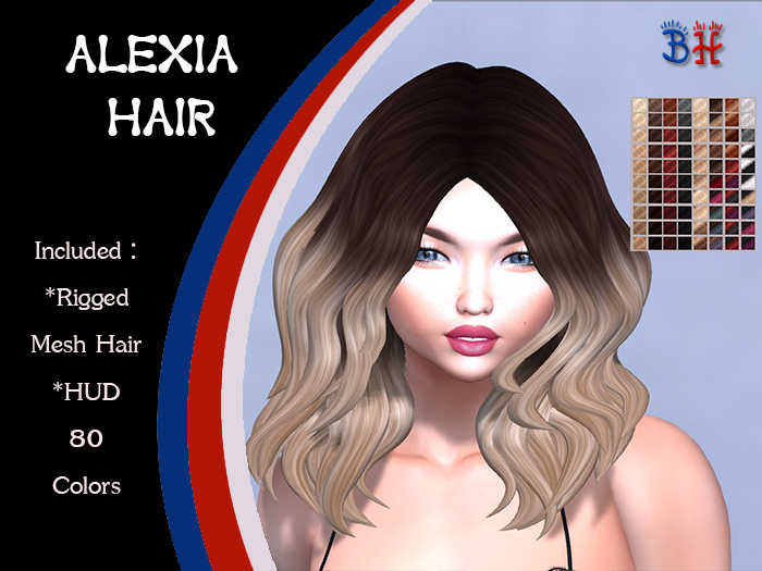 *BH* Alexia Rigged Mesh Hair w/Mixed Colors_HUD