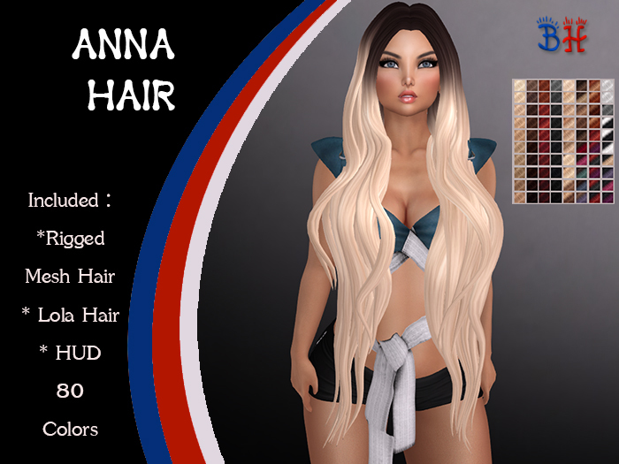 *BH* Anna Rigged Mesh Hair w/Mixed Colors_HUD