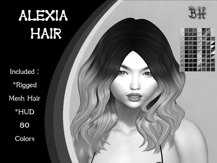 *BH* 5MIN. DEMO Alexia  Rigged MeshHair w/Mixed Colors_HUD