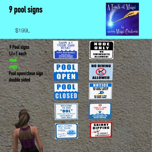 9 Pool signs--Bag