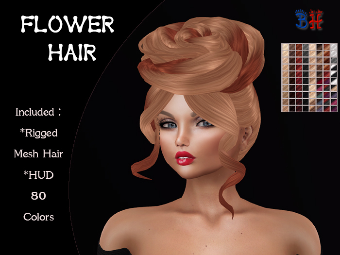 *BH* Flower Rigged Mesh Hair w/Mixed Colors_HUD