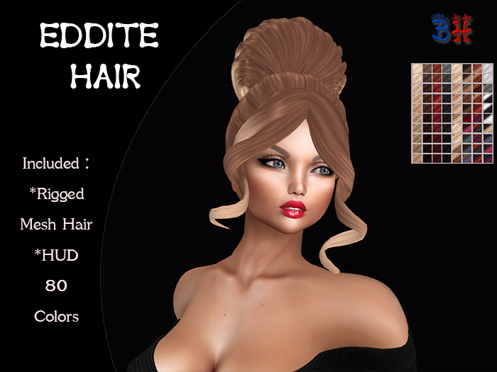 *BH* Eddite Rigged Mesh Hair w/Mixed Colors_HUD