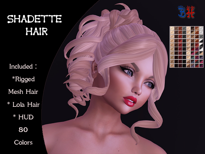 *BH* Shadette Rigged Mesh Hair w/Mixed Colors_HUD