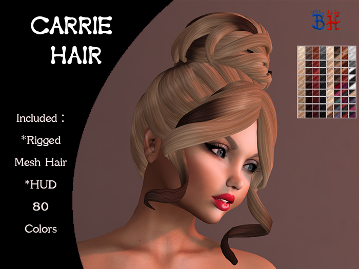 *BH* Carrie Rigged Mesh Hair w/Mixed Colors_HUD