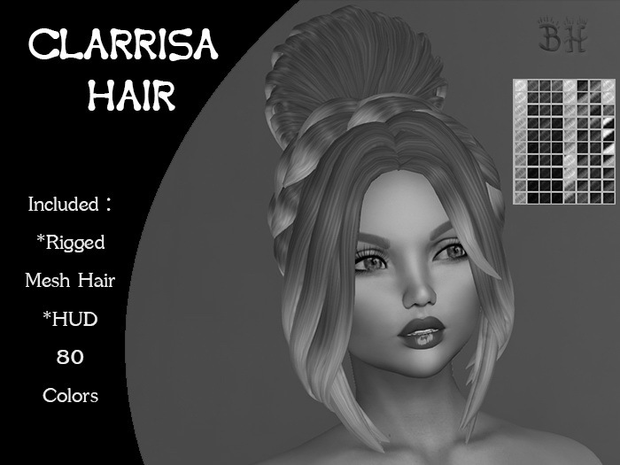 *BH* 5MIN. DEMO Clarissa Rigged MeshHair w/Mixed Colors_HUD