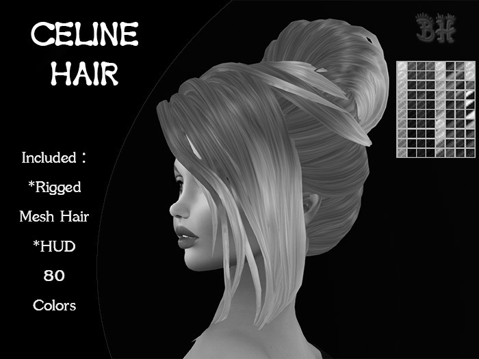 *BH* 5MIN. DEMO Celine Rigged MeshHair w/Mixed Colors_HUD