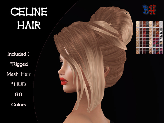 *BH* Celine Rigged Mesh Hair w/Mixed Colors_HUD