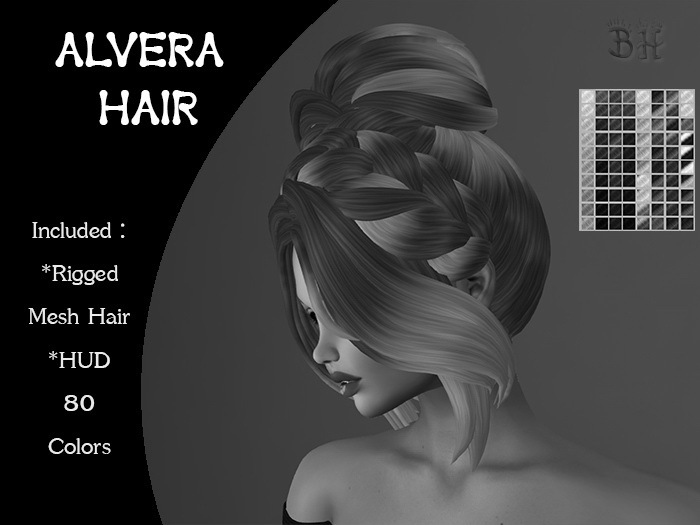*BH* 5MIN. DEMO Alvera Rigged MeshHair w/Mixed Colors_HUD
