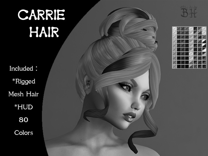 *BH* 5MIN. DEMO Carrie Rigged MeshHair w/Mixed Colors_HUD