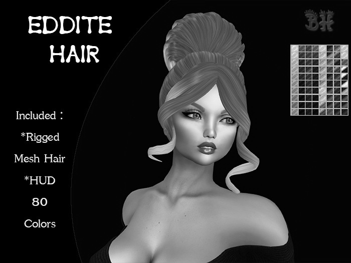 *BH* 5MIN. DEMO Eddite  Rigged MeshHair w/Mixed Colors_HUD
