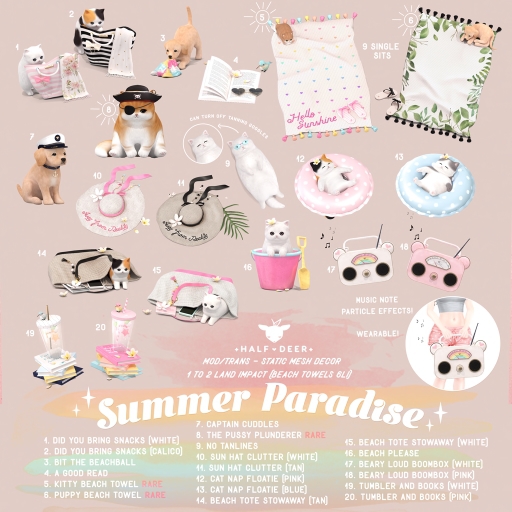 +Half-Deer+ Summer Paradise - 5. Kitty Beach Towel RARE