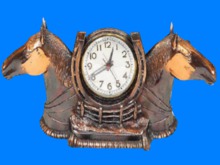 Western Art HOME DECOR Brass 2 Horse non-working Clock 3D Wall Decal Style on 1 Prim, Country Farm House Plaque copy/mod