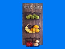 Western Art HOME DECOR Farmer Market Fruit Kitchen Basket Hanger Plaque 3D Wall Decal on 1 Prim Country Farm copy/mod