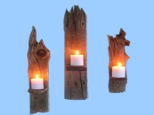 Western Art HOME DECOR Set 3 Primitive Driftwood Shelf Candles Country Farm & Ranch 3D Wall Decal Style on 1 Prim C/M