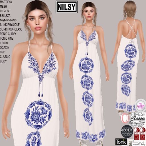NILSY EMBROIDERED LONG DRESS