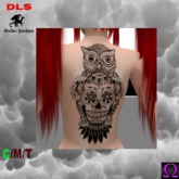 Owl Skull Back Tattoo boxed