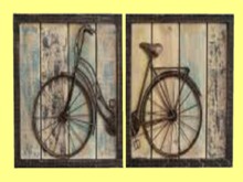 Western Art HOME WALL DECOR Painted Wood Vintage Bike 2 part