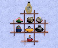 Western Art HOME WALL DECOR Wood Shelf 8 Vases 3D Look