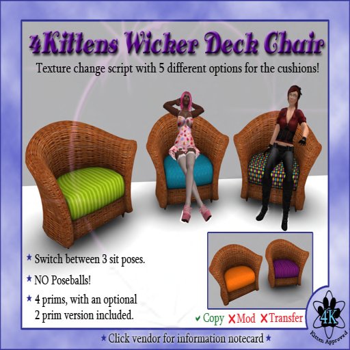 4Kittens Wicker Deck Chair