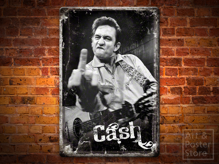 JOHNNY CASH  Portrait Poster | Rusty Metal Style Wall Sign 