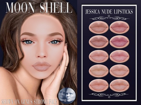 Second Life Marketplace - Moon Shell Jessica Nude Lipsticks Applier Genus
