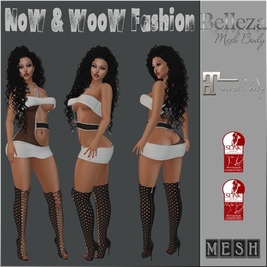 !!!!!! NoW & WooW # BLACK & WHITE SEXY DRESS AND BOOT