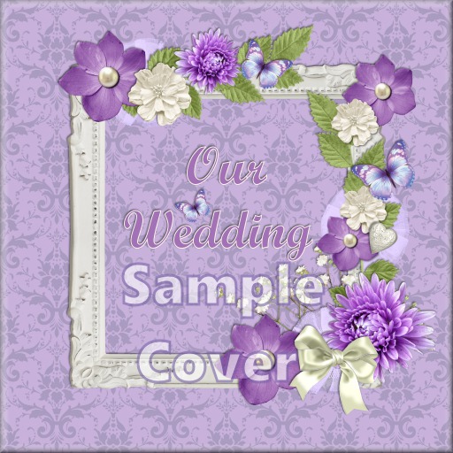 Boxed Wedding Photo Album Purple Flowers