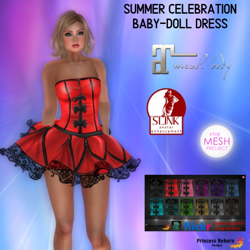 Second Life Marketplace Summer Celebration Babydoll Dress "BOXED"
