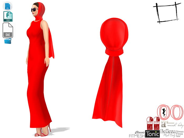 Dae Obj FBX Women's Elegant Head Scarf Slink, Maitreya, Ocacin Standard, Belleza, Tonic