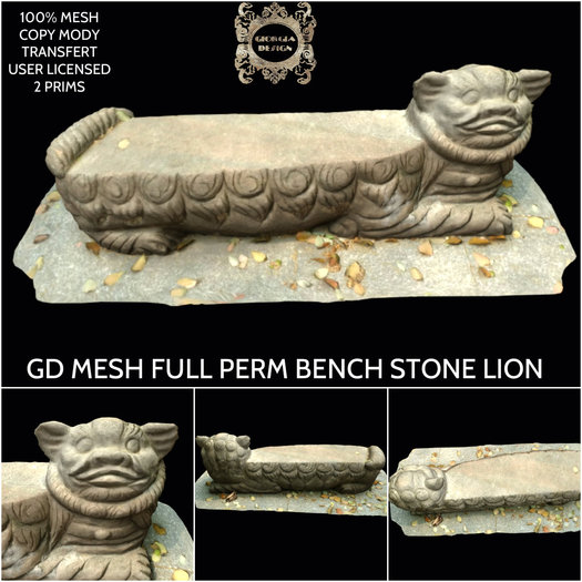 GD MESH FULL PERM BENCH STONE LION