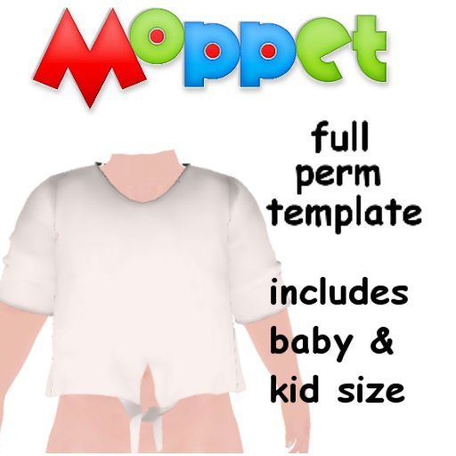 Moppet FULL PERM Elbow Length Tie Shirt Template