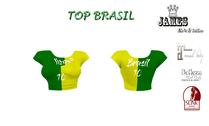 Top Brasil Verde e Amarelo .::James Store & Tattoo::.