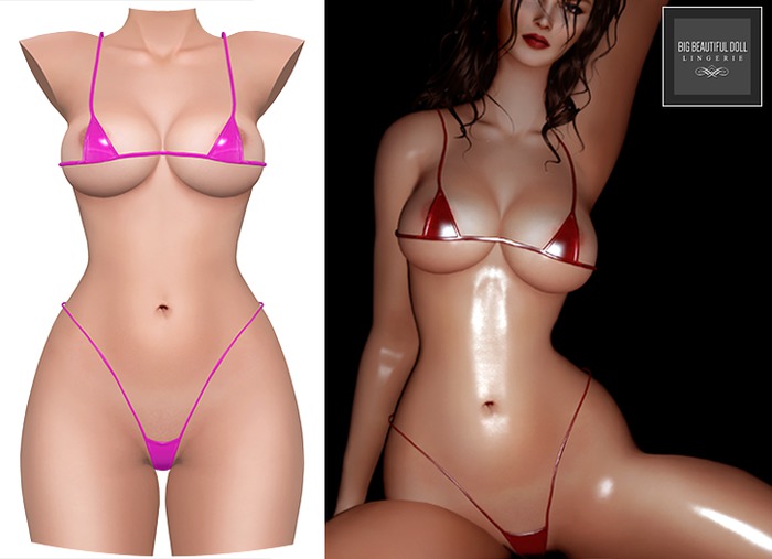 BigBeautifulDoll - SIRI Latex Mesh Lingerie - Fuchsia