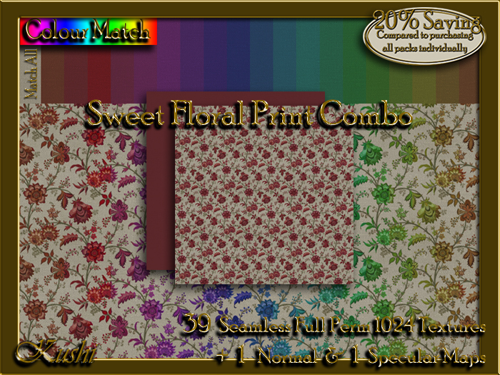 !Kushi! SweetFloralPrintCOMBO Textures -WearToUnpack