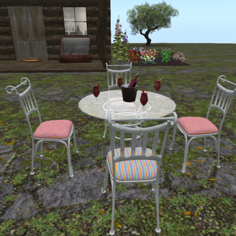 Second Life Marketplace - Outdoor White Iron table Set [mesh]