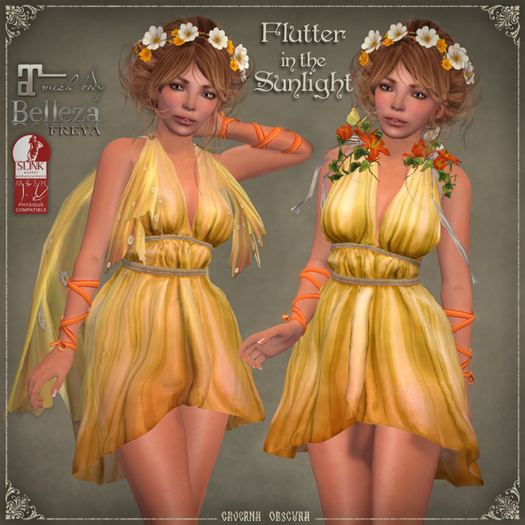 Flutter in the SUNLIGHT Dress by Caverna Obscura - Maitreya, SLINK Physique, Belleza Freya