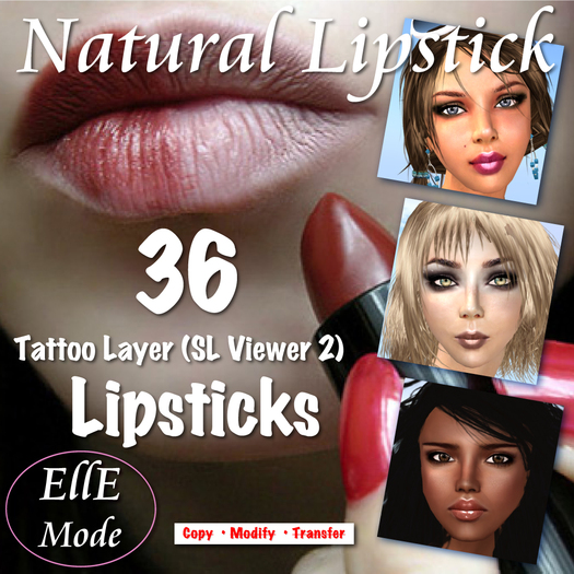 !!! PROMO !!!  36 Natural Lips / Lipstick - Tattoo Layer