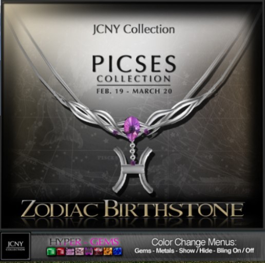 JCNY - 'Pisces Birthstone Necklace, with Hyper-Gems