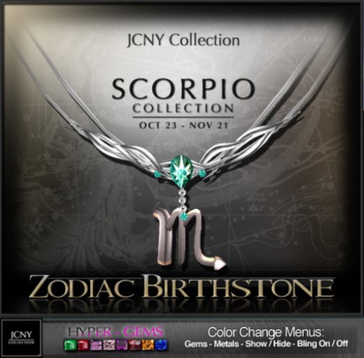 JCNY - 'Scorpio Birthstone Necklace, with Hyper-Gems