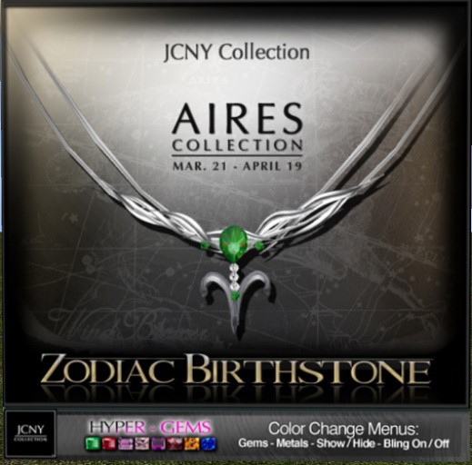 JCNY - 'Aries Birthstone Necklace, with Hyper-Gems