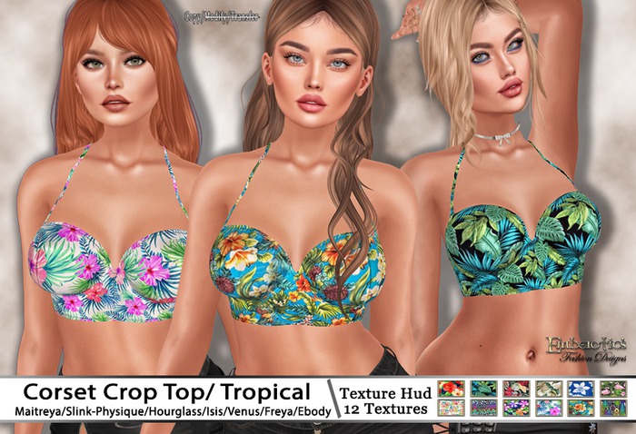 Emberotic's Corset Crop Top / Tropical & Texture Hud