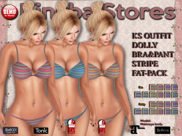 420 KS OUTFIT DOLLY BRA&PANT STRIPE FAT-PACK