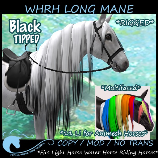 ~FHHS~ WHRH Long Mane- Black Tipped