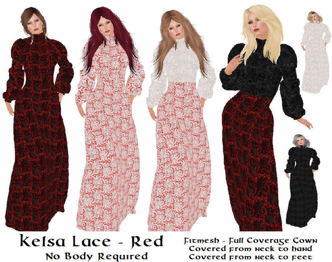 *MM* Kelsa Long Dresses - Lace - Red - All SIX Styles Included