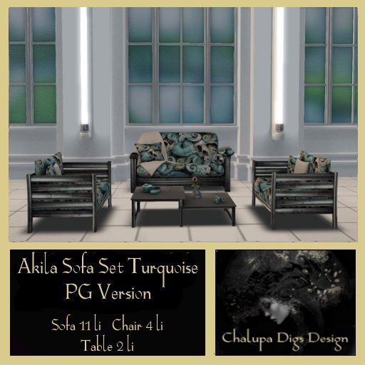 Akila Sofa Set Pg Turquoise