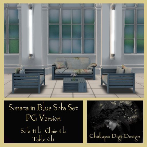 Sonata in Blue Sofa Set Pg