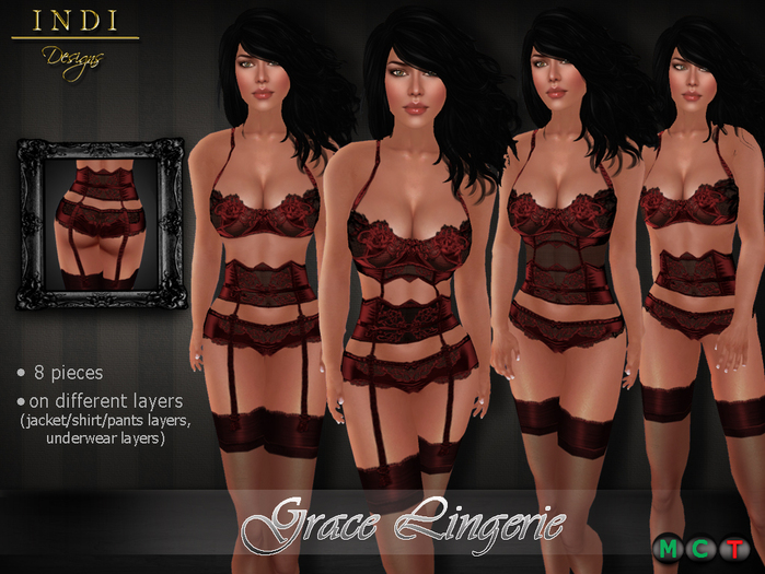 INDI Designs - Grace Lingerie Red
