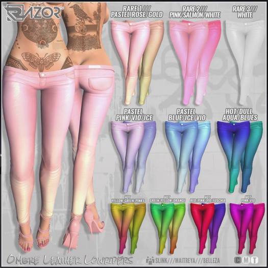 Razor/// Lowrider Leather Pants - OMBRE - Hot Yellow/Grn/Pinks