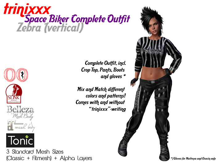 trinixxx Space Biker Complete Outfit Zebra (vertical)
